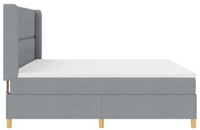 Boxspring Ágy Mattal Világosszürke 200x200 cm Textil