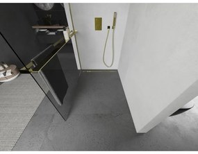Mexen, Mexen Kioto+ zuhanyfal polccal és korláttal 75 x 200 cm, átlátszó 8 mm, arany - 800-075-121-50-00