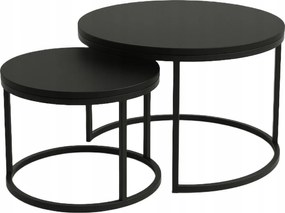 2 db-os Dohányzóasztal szett Kerek Loft Industrial Fekete Soft Loft Duo