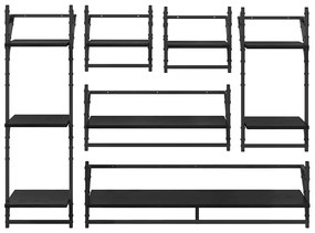 vidaXL Fali polc készlet 6 pcs Fekete tölgy 100 x 25 x 30 cm Faanyag