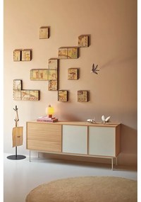 Yoko krémfehér komód tölgyfa dekorral, szélesség 180 cm - Teulat