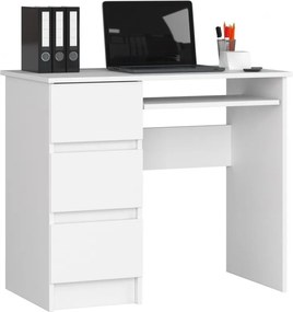 Narsa A-6 íróasztal, fehér színben, bal oldali fiókokkal