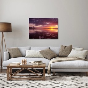 Üveg kép - Strand naplementében (70x50 cm)