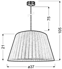 Csillár zsinóron TIZIANO 1xE27/60W/230V szürke