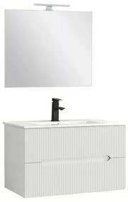 Trent Fürdőszobabútor 80 cm kerámia mosdóval (2 fiókos) tükörrel 60x80 cm fehér