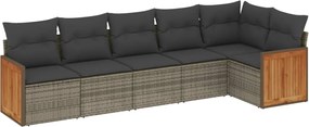 vidaXL 6 részes szürke polyrattan kerti ülőgarnitúra párnákkal