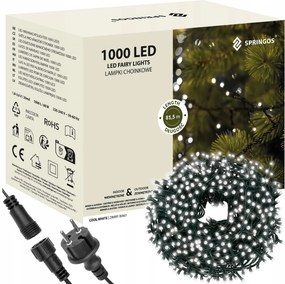 KarĂĄcsonyfa FĂ©nyfĂŒzĂ©r 1000 Led 80M KĂŒltĂ©ri/beltĂ©ri KarĂĄcsonyfa Hideg FehĂ©r KarĂĄcsonyi