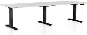 OfficeTech Long állítható magasságú asztal, 240 x 80 cm, fekete alap, világosszürke