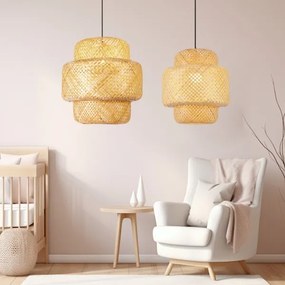 Immax 08267L - Csillár zsinóron HILO 1xE27/40W/230V átm. 38 cm bambusz