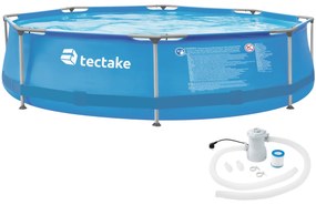 TecTake GmbH 402895 kör alakú medence acél vázzal és szűrő szivattyúval ø 300 x 76 cm - kék