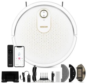 Sencor - Intelligens robotporszívó felmosóval 2in1 28W/2600 mAh Wi-Fi fehér + távirányító