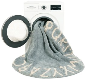Világoskék mosható kézi szövésű pamut gyerek szőnyeg ø150 cm ABC Vintage Blue – Lorena Canals