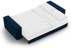 Sötétkék bársony kinyitható-tárolóhelyes kanapé 247 cm Jodie – Micadoni