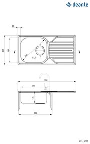 Deante ZEL_0113 - Mosogató LEGATO 43,5x76 cm szatén