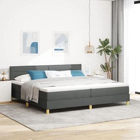 Boxspring ágy matraccal sötétszürke 200x200 cm szövet