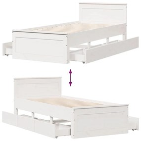 fehér tömör fenyőfa fejtámlás ágykeret matrac nélkül 90x190 cm