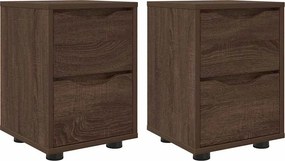 vidaXL Éjjeliszekrények 2 pcs Barna Tölgy 30,5 x 30 x 43 cm Faanyag