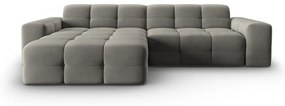 Szürke bársony sarokkanapé (bal oldali) Kendal – Micadoni Home