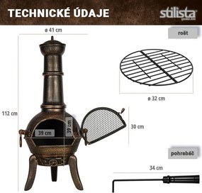 STILISTA Kerti kandalló 112 cm ezüst/szürke