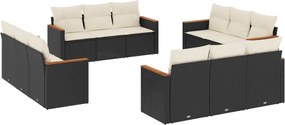 vidaXL 12 részes fekete polyrattan kerti ülőgarnitúra párnákkal