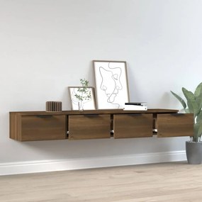 2 db barna tölgyszínű szerelt fa fali szekrény 68x30x20 cm