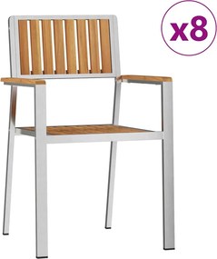 vidaXL Kerti Szék 8 pcs Barna 56 x 54,5 x 87 cm Tömör Teakfa