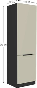 Szekrény beépíthető hűtőhöz, kasmír/fekete, ARAKA 60 LO-210 2F