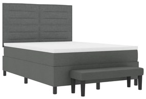 vidaXL Box Spring Ágy Matraccal és Pad Sötétszürke 140x200 cm Szövet