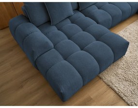 Sötétkék zsenília kinyitható-tárolóhelyes sarokkanapé (jobb oldali-U alakú) Everest – Bobochic Paris