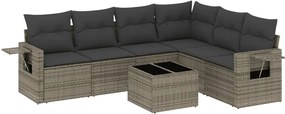 vidaXL 7 részes szürke polyrattan kerti ülőgarnitúra párnákkal