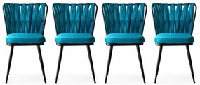 Kusakli Blue and Black étkezőszék szett, 4 db, 4 db