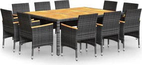 vidaXL 11 részes szürke polyrattan kerti étkezőgarnitúra