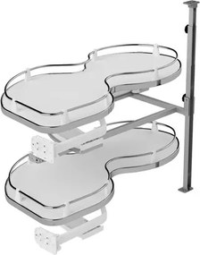 Konyhai fémrács, sarokszekrénybe, balos, Nuvola vesetál, króm-fehér,  900mm, 500mm ajtó szélesség, Sige Infinity Line 371