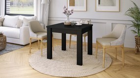 FONTE Fekete Matt - Klasszikus konyhai/nappali asztal 85x75 Kinyitható akár 130 cm-ig!