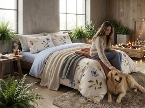 Mikroflanel ágyneműhuzat GENTLE LEAVES krémszínű Ágyneműhuzat mérete: 70 x 90 cm | 140 x 200 cm