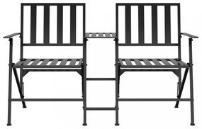 kétszemélyes fekete acél összecsukható kerti pad 137 cm