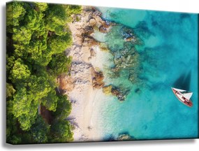 Vászonkép Tengerpart Erdők Víz Sziklák Tengerpart 60x40 cm Ideális ajándék