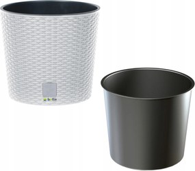 Kerek rattan kaspó 25x25x22cm fehér