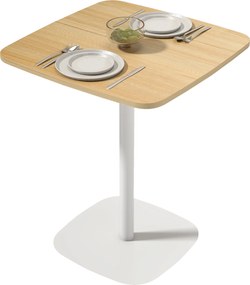 HOMCOM kis négyzet étkezőasztal 2 személyre, négyzetes acél talp, ideális kis terekhez — 60 x 60 x 75 cm, natúr fa és fehér | Aosom