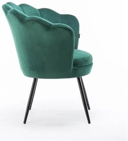 FREY Sötétzöld modern velúr szék fekete lábbal