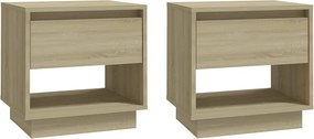 vidaXL 2 db sonoma tölgy színű szerelt fa éjjeliszekrény 45x34x44 cm