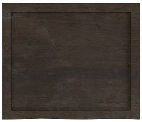 sötétbarna kezelt tömör fa fürdőszobai pult 60x50x(2-6) cm