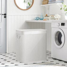 Bambusz kosár szennyestartó 3 rekeszes 3x50L, fehér