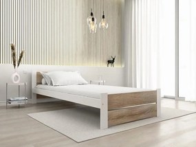 Ágy IKAROS DOUBLE 80 x 200 cm, fehér/dub sonoma Matrac: Matrac nélkül, Ágyrács: Deszkás ágyráccsal