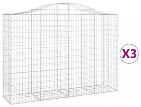 3 db íves horganyzott vas gabion kosár 200x50x140/160 cm