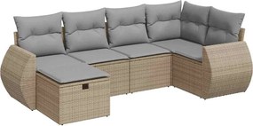 vidaXL 6 részes bézs polyrattan kerti ülőgarnitúra párnával