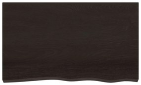 sötétbarna kezelt tömör tölgyfa fali polc 100x60x(2-6) cm