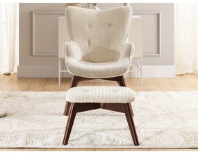 Bézs kordbársony fotel lábtartóval Niko – Ropez