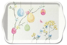 Húsvéti pöttyös színes tojásos műanyag kis tálca Hanging Eggs 13x21cm