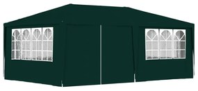 zöld rendezvénysátor oldalfalakkal 4 x 6 m 90 g/m²